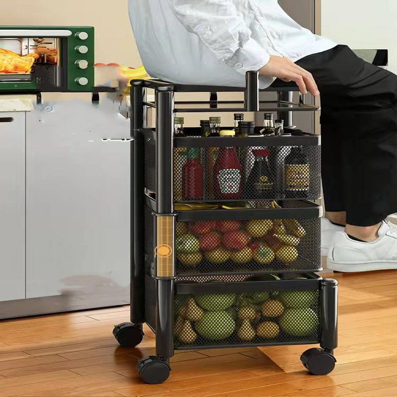 Многофункциональная кухонная вращающаяся полка, 3-х слойная стойка для хранения, корзина для овощей, стеллаж для хранения