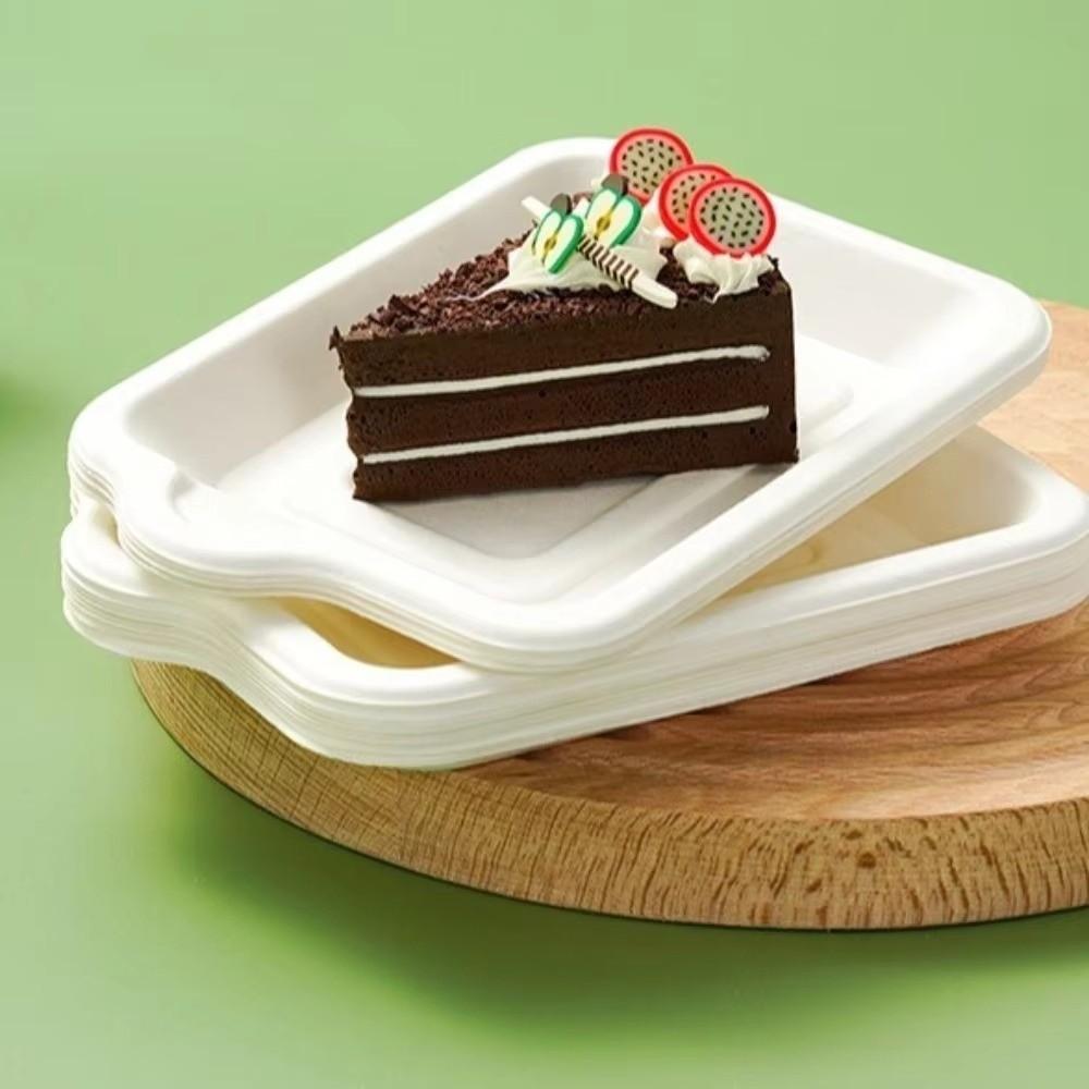 50Pcs Thickened Paper Plates Square Fruit Plate New Small Bowl Tray Set Picnic Birthday Party