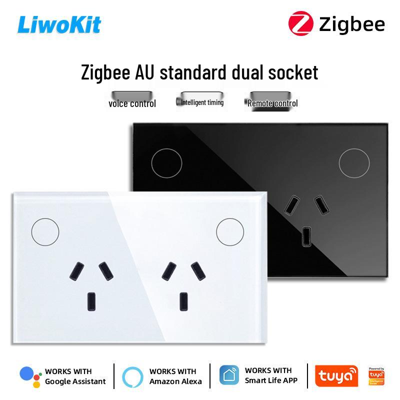 Graffiti Zigbee Smart Socket with Electricity Meter, Tempered Glass, Alexa Voice Control, Australian Standard