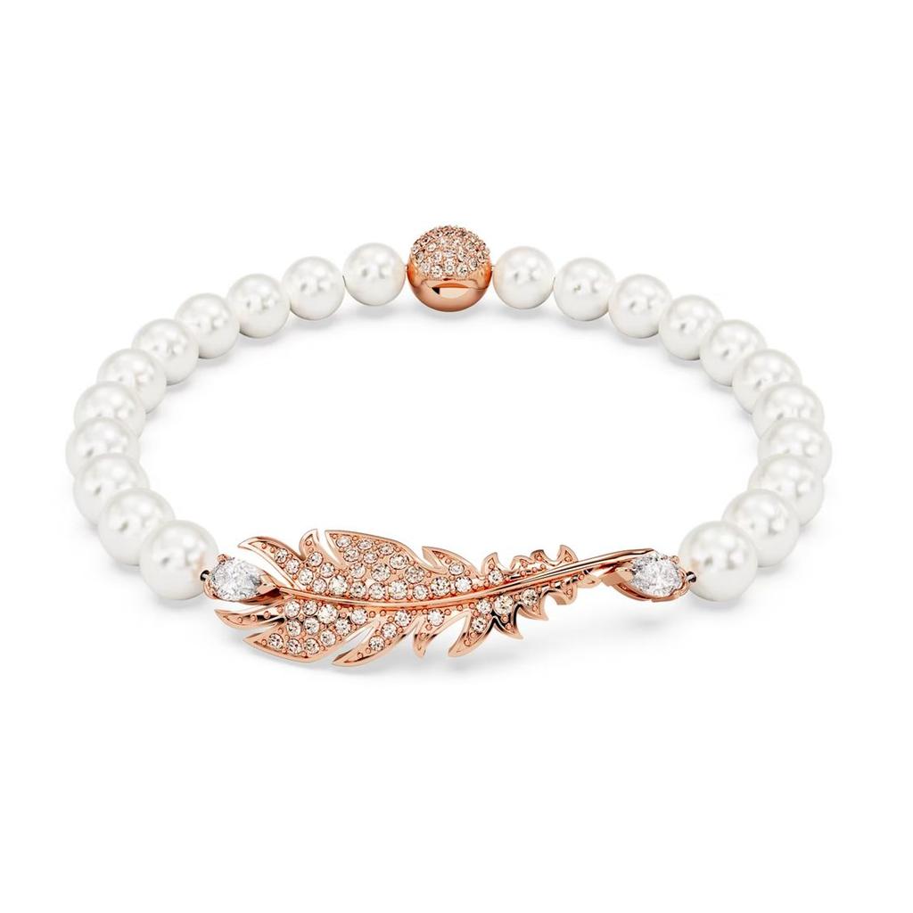 Swarovski Браслет Idyllia с декором из перьев, покрытие розовым золотом, унисекс, белый 5663480
