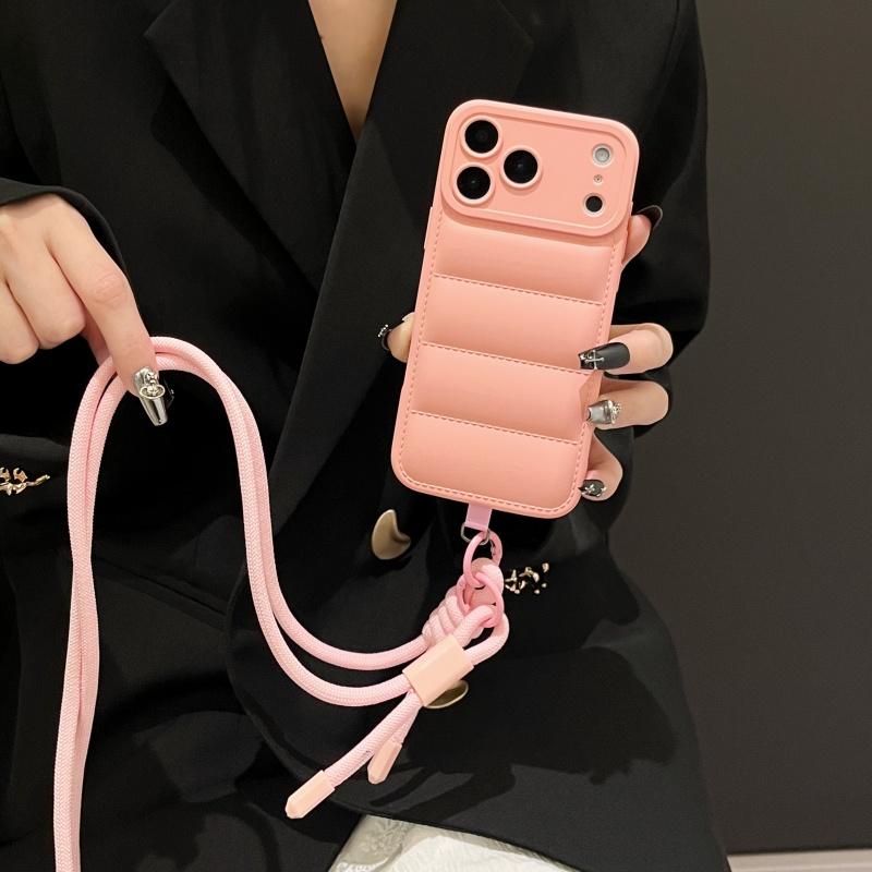 Сумка-кроссбоди Пуховик Силиконовый Мягкий Чехол для Телефона для IPhone Air 17 16 15 14 13 12 11 Pro Max XS 7 8 Plus Защитная Крышка для Камеры