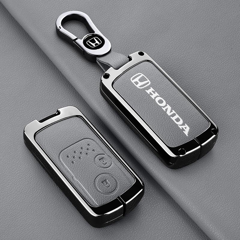 CPO1 Zinc Alloy Leather New Car Key Case Fob Cover For Honda Fit Jazz Shuttle GP2 Spada StepWgn RG1 Freed Spike Ge6 2/3 Accessories