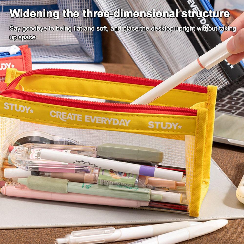 Large Capacity Transparent Pencil Case Visible Pencil Box Stationery Organizer School Supplies