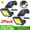 2/1Pack 100 COB Waterproof Waterproof IP65 Super Bright Solar Motion Sensor Light Wall Lamp Garden Outdoor High-brightness Lights Garage Light