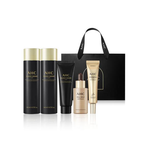 Специальный набор для ухода за кожей AHC Black Caviar (тонер + лосьон + крем + ампула + крем для кожи вокруг глаз)