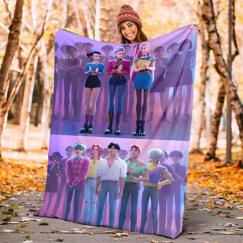 KPOP Hunter Flannel Blanket Soft Warm All-Season Throw, Design for Camping, Car Travel, Hiking Sofa, Bed, Office Perfect Gift for Parties