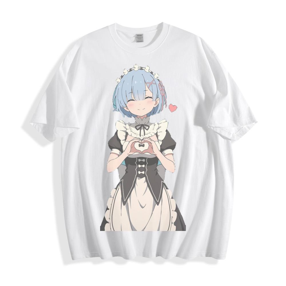 Футболка ReZero Рем Смайлик Сердце - Очаровательная Аниме Унисекс Футболка