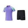 Li Ning Футболка-поло с плечами, быстросохнущая, с коротким рукавом, Универсальные удобные шорты прямого кроя, Повседневный спортивный костюм AAYV117-3+AKSU789-3