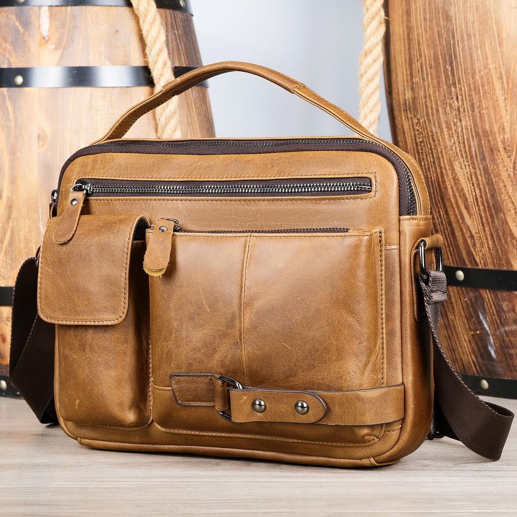 Винтажная кожаная сумка через плечо Crazy Horse, большая вместимость, вмещает сумки из натуральной кожи