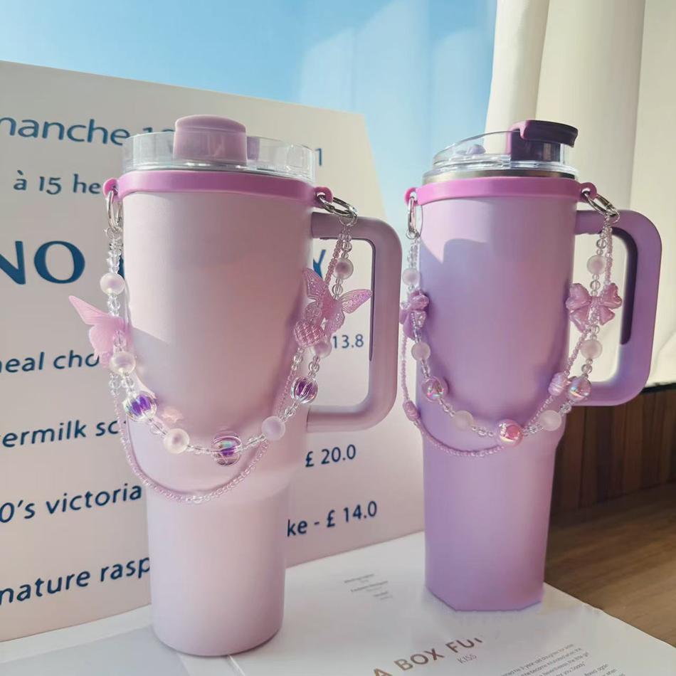 Ручка-ремешок для бутылки для воды для стакана Stanley 30 унций/40 унций Портативный милый хрустальный набор чашек 6-10 см Силиконовый ремешок Аксессуары для термокружки