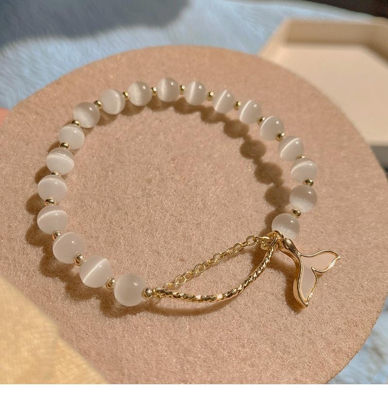 Real Gold Electroplated Opal Fish Tail Pendant Bracelet, Korean Bracelet Temperament Bracelet, Opal Bracelet, Female Does Not Fade
