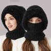 Winter Balaclava Hat Scarf Mask 3 in 1 Set Fleece Lined Windproof Thermal Hooded Neck Warmer with Ear Flaps for Outdoor Sports Cycling Skiin