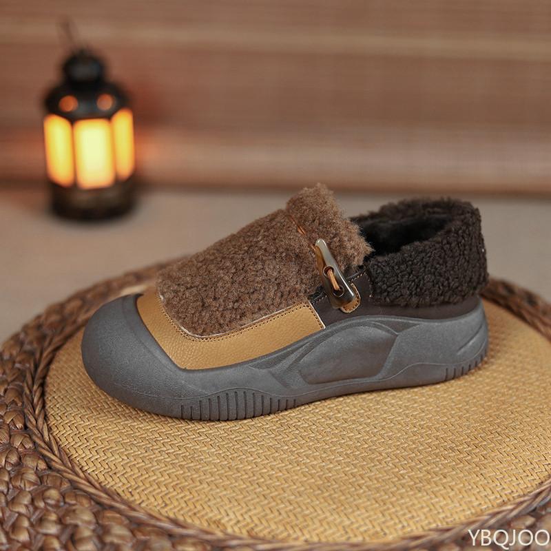 Зимние женские туфли из искусственного бархата и хлопка, плюшевые, повседневные, теплые, новые, на толстой подошве, на плоской подошве, универсальные, вулканизированные, сочетающиеся