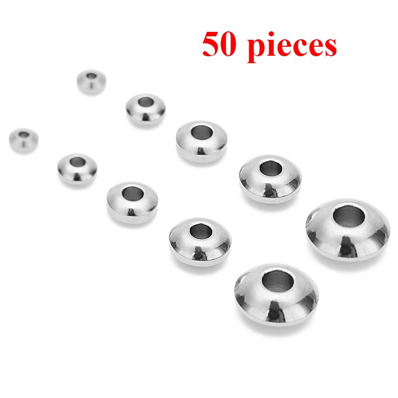 20-50Pcs 4mm 5mm 6mm 8mm Stainless Steel Round Flat Rondelle Spacer Beads DIY Charms Abaci Beads for Jewelry Making Findings