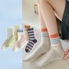 Female Spring and Autumn Color Striped Boneless Tube Stack Socks