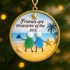 Friendship Sea Glass Christmas Ornament Round/Heart Shaped Friendship Keepsake for Best Friends Handmade Sea Glass Art Hanging Ornament for Christmas