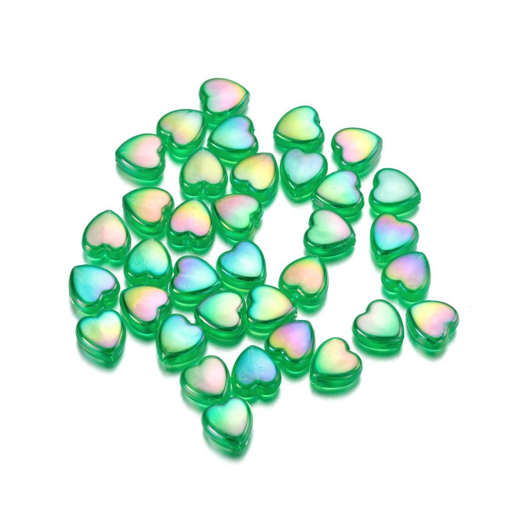 50/100Pcs 9mm AB Color Heart Bead Colorful Acrylic Spacer Loose Beads for DIY Bracelet Necklace Jewelry Making Findings Supplies