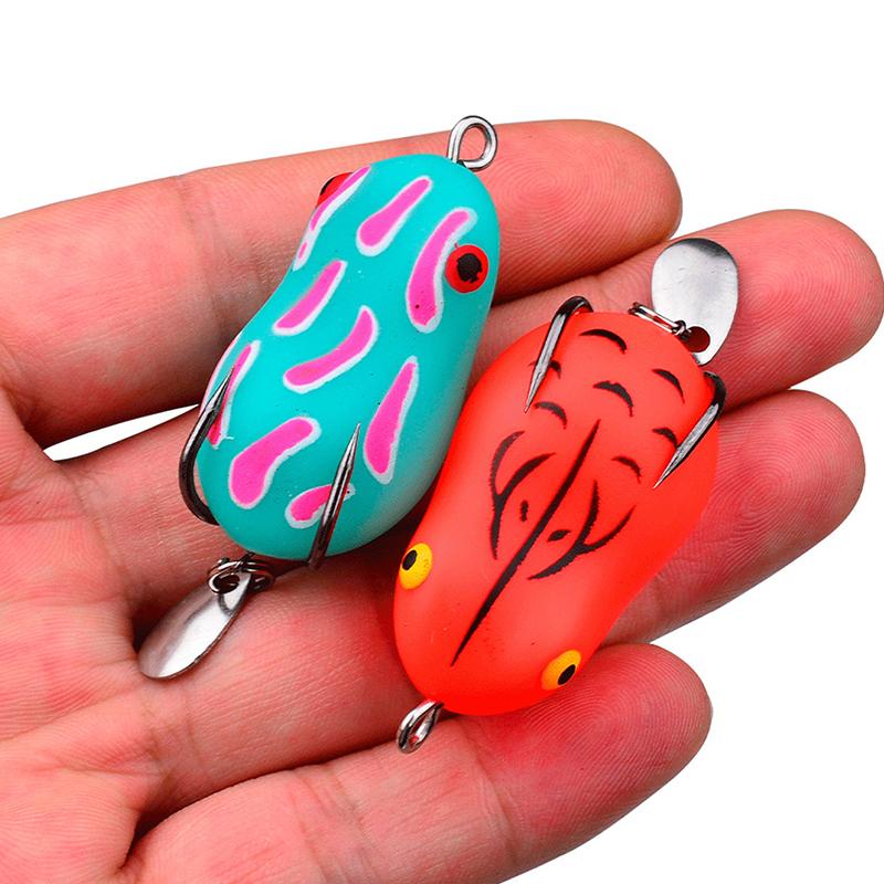 2Pcs 7G 4.5Cm Mini Thunder Frog Roadbait Simulation Roadbait Soft Roadbait Black Fish Bait Modified Thunder Frog Soft Bait