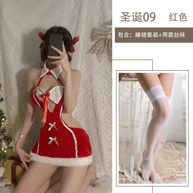 Sex Underwear Plush Tube Top Sexy Christmas Uniform Set Hollow Out Sex Pure Desire Uniform