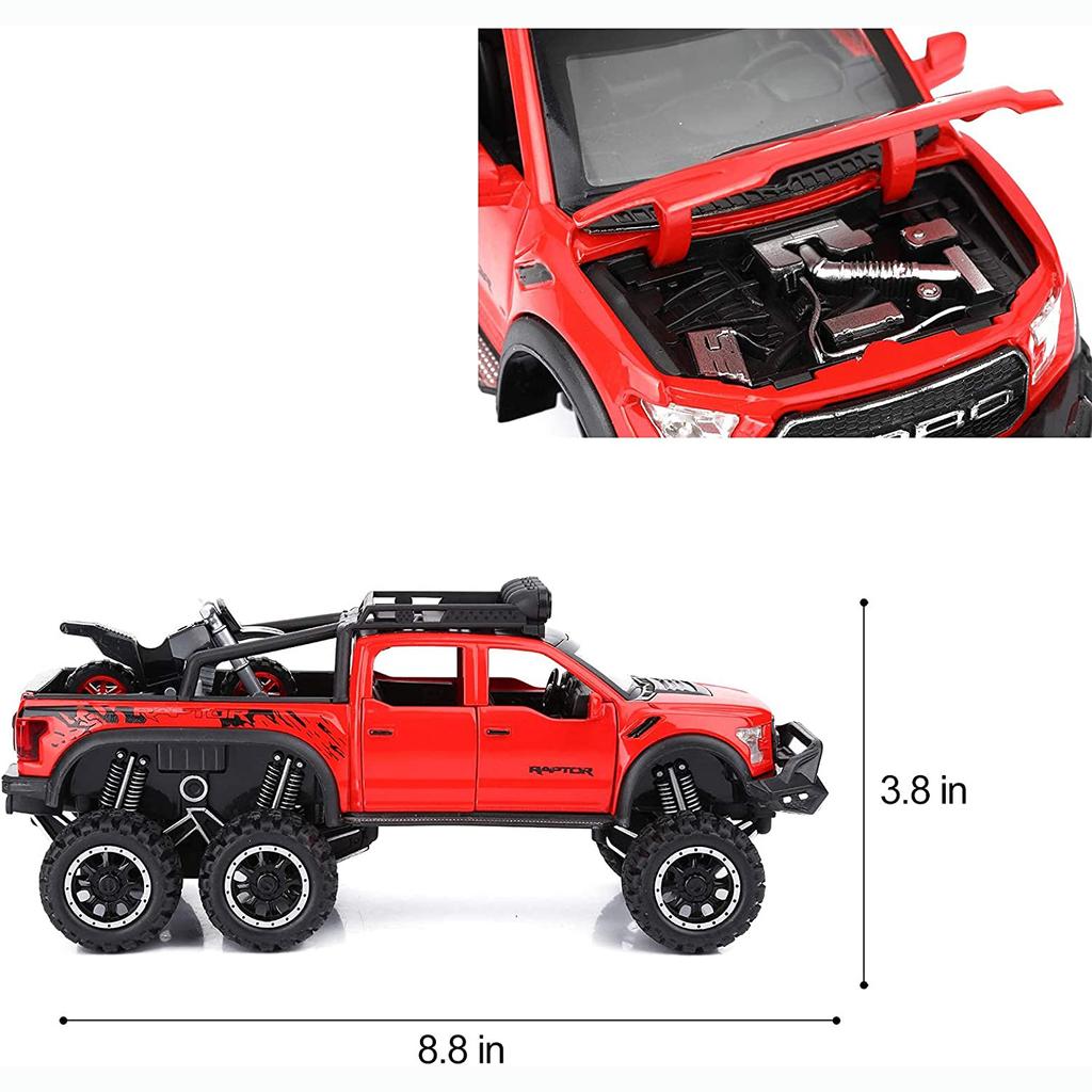 Литая под давлением металлическая модель автомобиля Ford F150 Raptor в масштабе 1/28, со звуком и светом для детей от 3 лет и старше