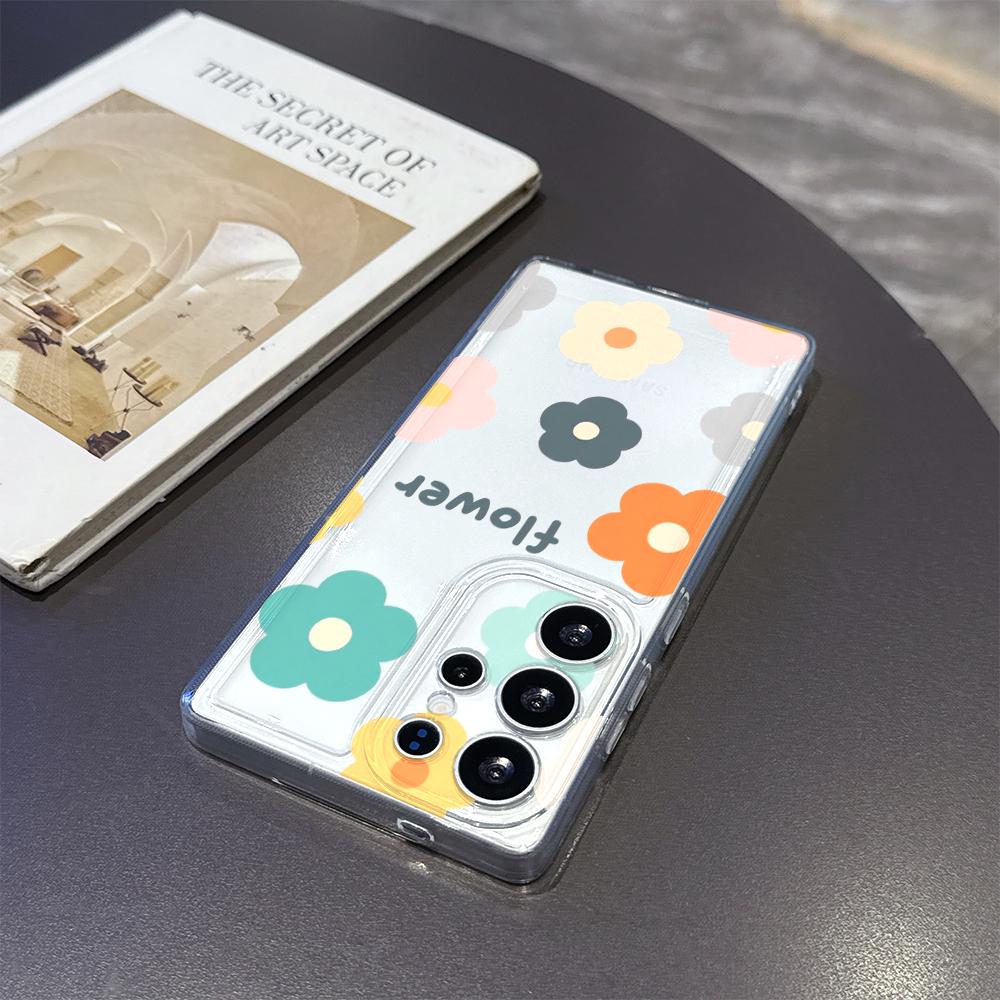 Цветы с надписью 'flower' Чехол для телефона Samsung Galaxy S26 S25 S24 S23 S22 S21 S20 FE Plus Прозрачный ТПУ Защитный чехол