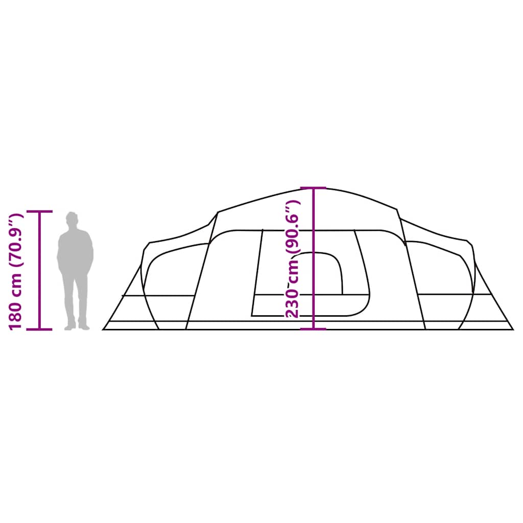 Family Tent with Porch 9 Person Capacity Green Waterproof