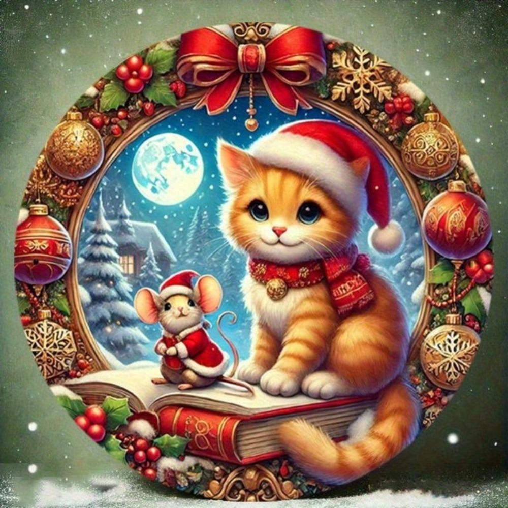 Винтажная металлическая жестяная табличка, круглая, 7,87 дюйма, Снежная ночь, Рождество, Пасхальный декор