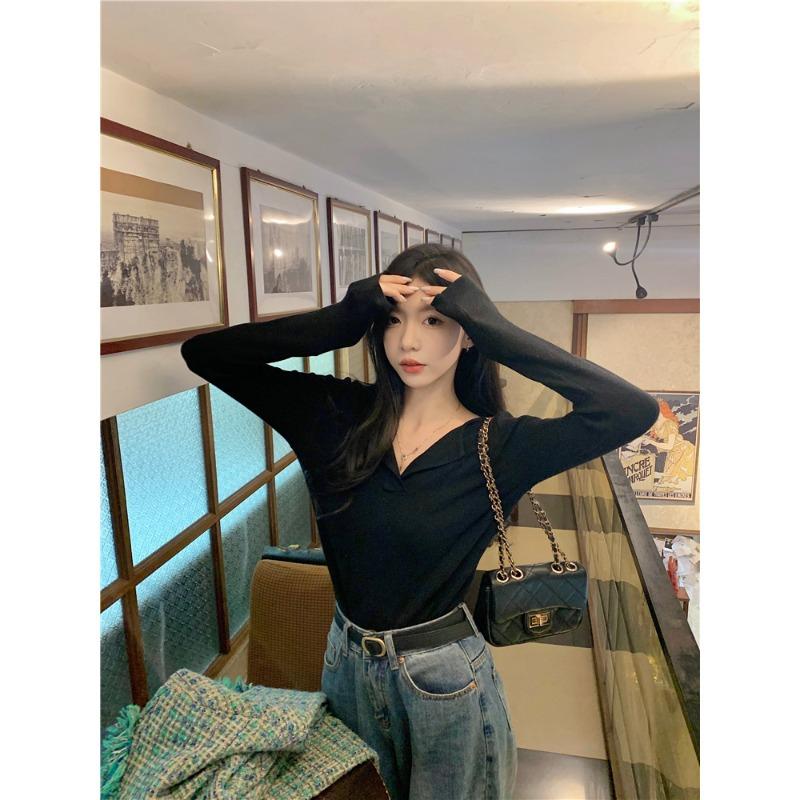 Свитер с V-образным вырезом Pure desire, женский, весенне-осенний, нишевый, с тонким верхом на плечах, шикарный свитер оверсайз с длинными рукавами, вязаный