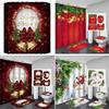 Festive Christmas Shower Curtain And Bathroom Mat Set With Waterproof Material