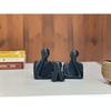 Статуя «Пара и семья» | Керамическая скульптура «Мыслитель» | Предметы домашнего декора для гостиной | Настольный артефакт (Черный | Набор из 3 шт.)