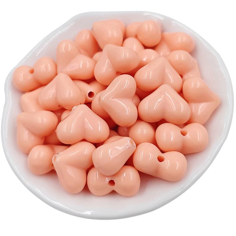 Ювелирные аксессуары цвета макарон, средние бусины в виде сердца, ожерелье, изготовление модных украшений «сделай сам», персиковый браслет, 20 шт., кремовый браслет