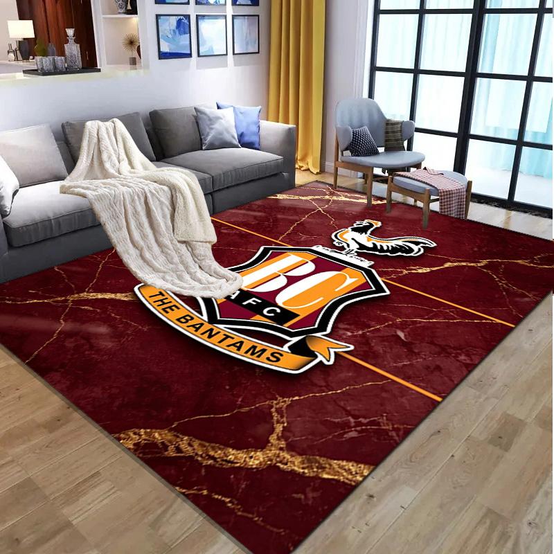 Bradford City AFC Pattern Rug, Indoor/Outdoor Mat, for Picnic, Gameroom, Bedroom, Office, Living Room, Home Decor Carpet, Birthday Gift