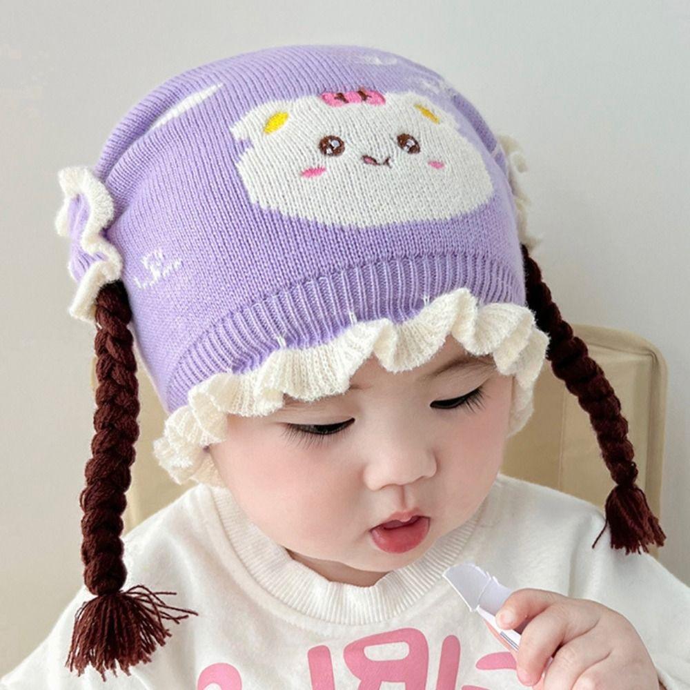 Cute Cartoon Beanies Cap Thickened Ear Protection Cap Fashion Knitted Hat Newborn