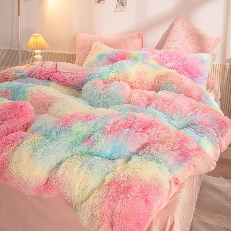 Комплект постельного белья из четырех предметов из кораллового флиса, норковый флис, постельное белье с подкладкой из облачного норкового флиса, зимний утолщенный теплый пододеяльник и простыни