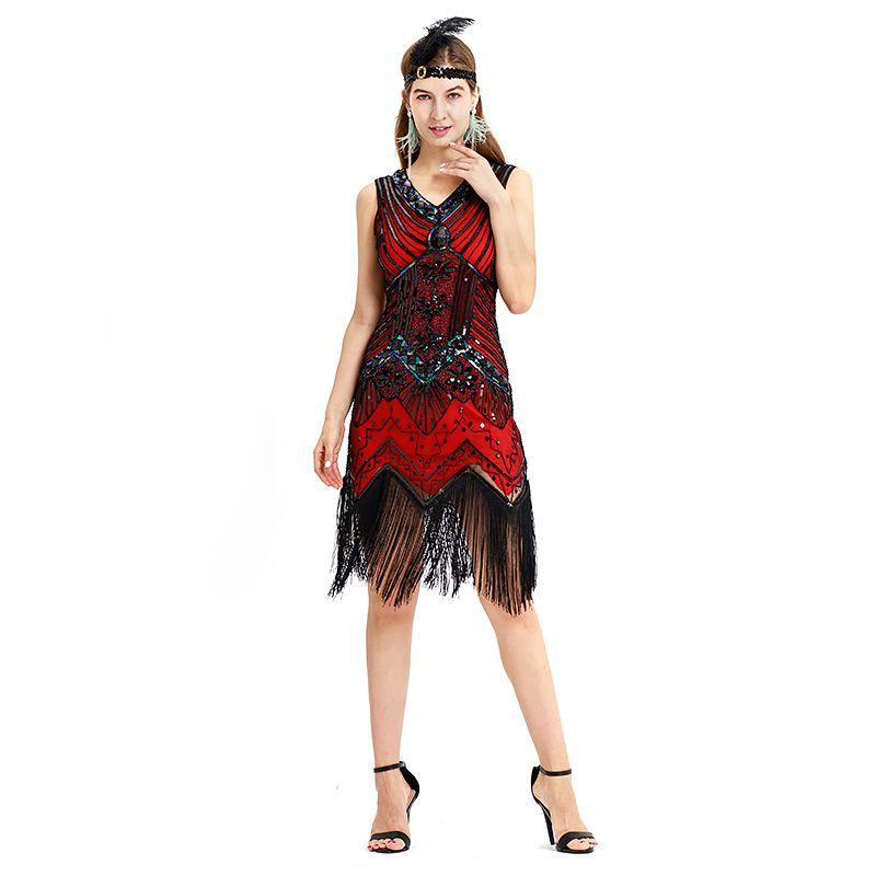 Elegant Gatsby Flapper Beaded Vintage Fringe Sequin Sleeveless Women Party Dresses For Timeless Style