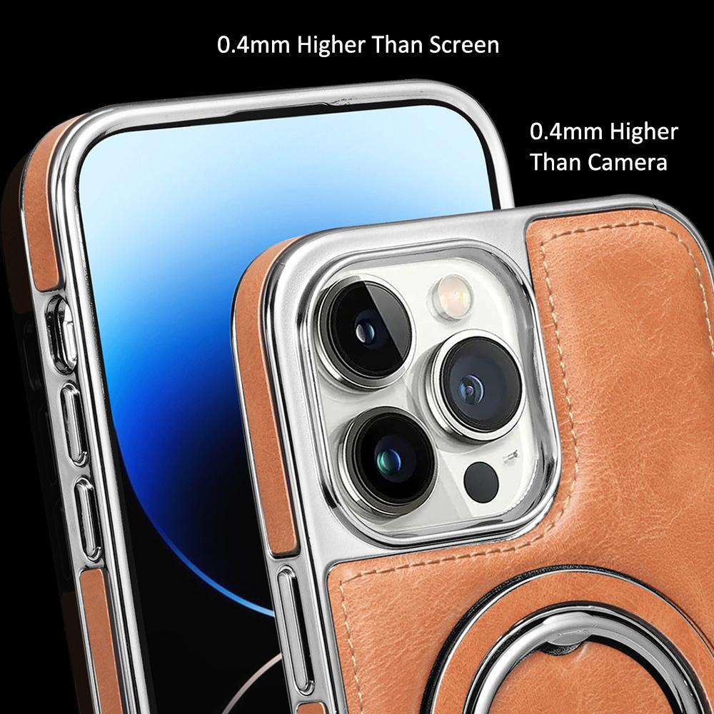 RMBMAX Противоударный чехол для iPhone 15 Pro Max Гальванизированная подставка Магнитный чехол для телефона