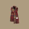 Red Scarf Retro Plaid Winter New Versatile Warm Korean Version Couple Scarf College Thickened Premium Scarf