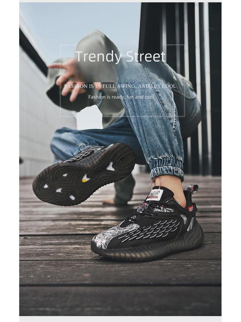 Мужские черные кроссовки Dragon Scale Warrior – модная повседневная спортивная обувь в стиле попкорн AJ