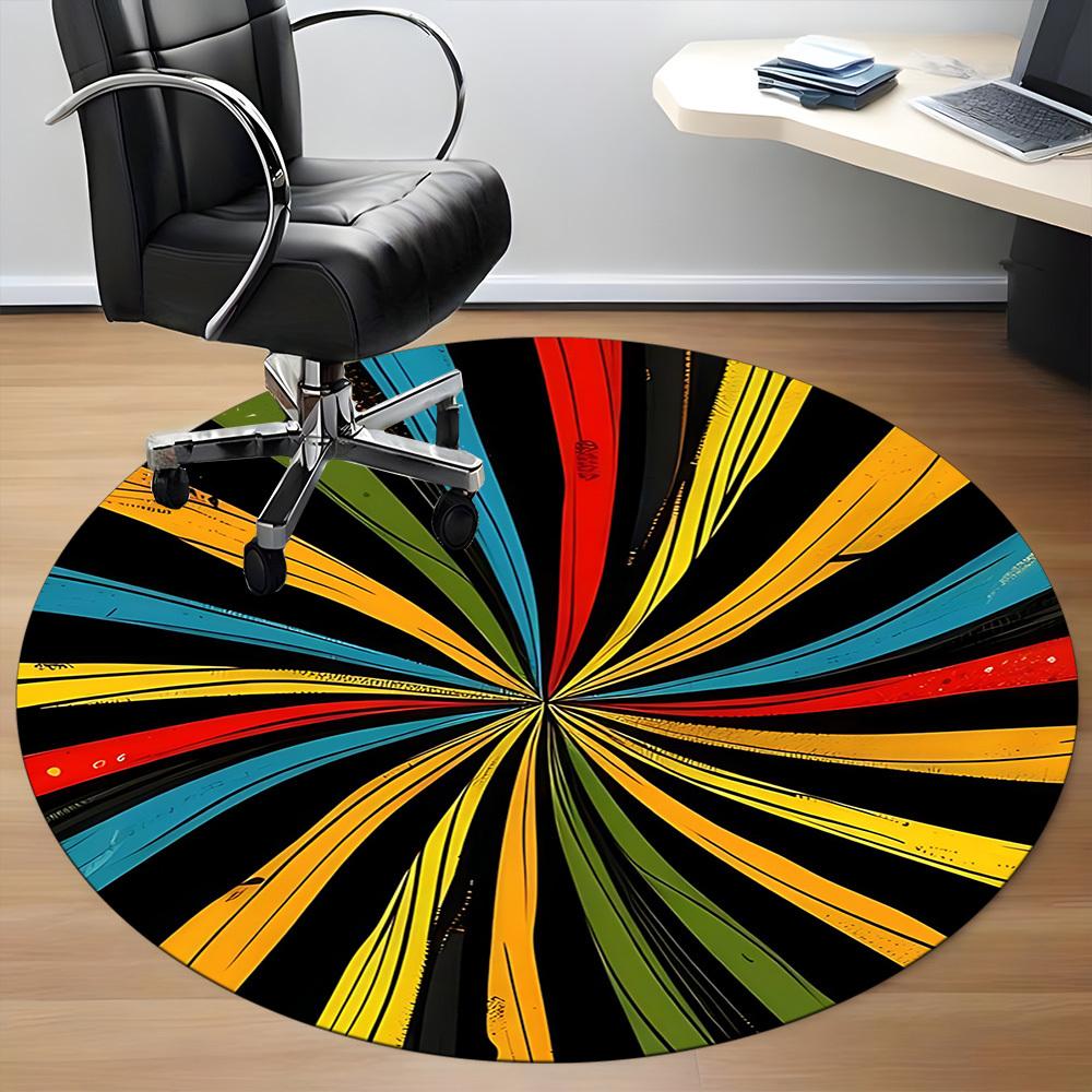 1PC Color Wheel Office Round Area Rug, Mat Suitable For Office, Under Office Chairs Bedroom Living Room Home Decor, Room Deco