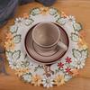 Easter Party decor Satin Fabric Home Decoration Embroidery Craft Placemat Doily Coaster Cup Pad