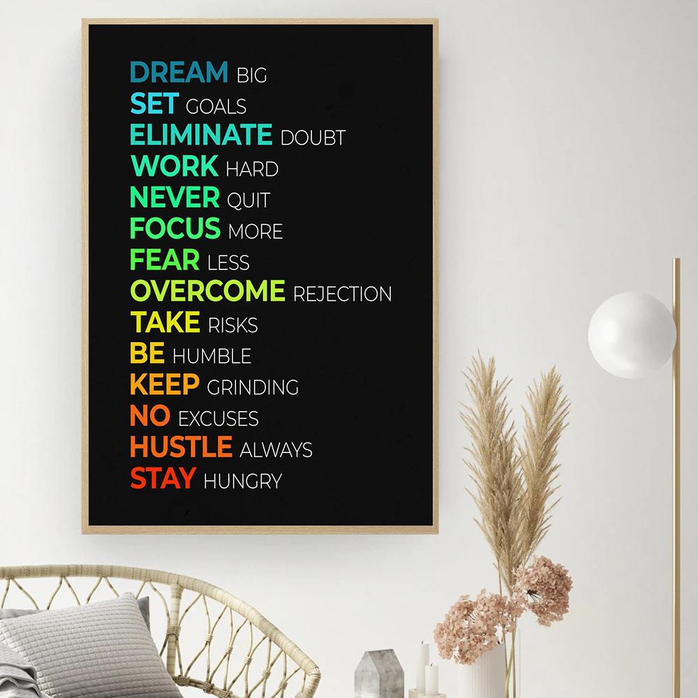 Dream Big Inspiring Quotes Canvas Painting Modern Wall Decorative Poster and Print Living Room Office Art Picture Home Decor No Frame