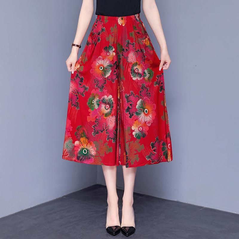 Широкие брюки с высокой талией, женские летние брюки больших размеров, повседневные свободные винтажные брюки с эластичной резинкой на талии, большие размеры