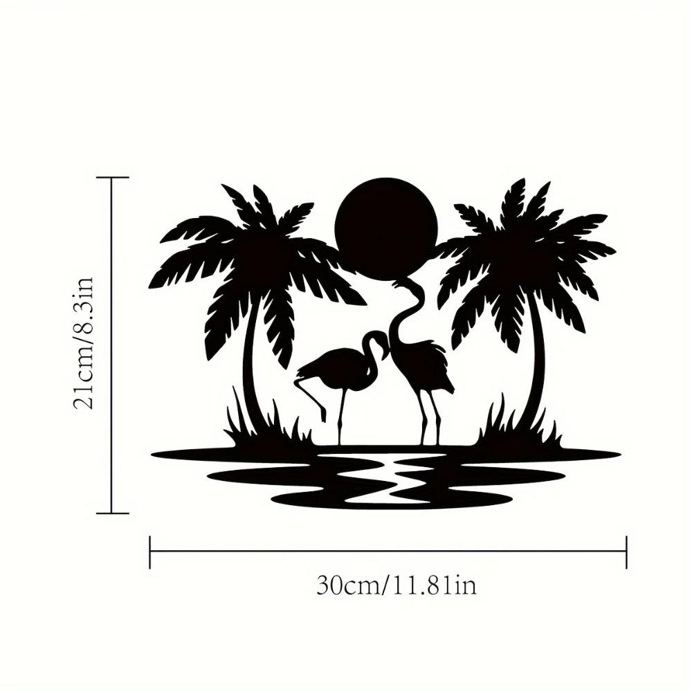Metal Flamingo Palm Tree Sunset Sign - Vibrant Wall Décor, Ideal for House, Bedroom, Living Room, and Perfect Housewarming Gifts