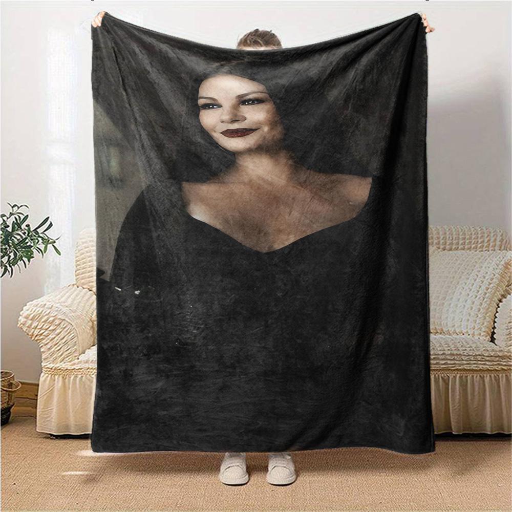 1pc Flannel Blanket, Elegant,Mysterious,Wednesday Pattern Printed Blanket, Sofa Bed Sofa Car Office Camping Travel Warm And Comfortable Soft