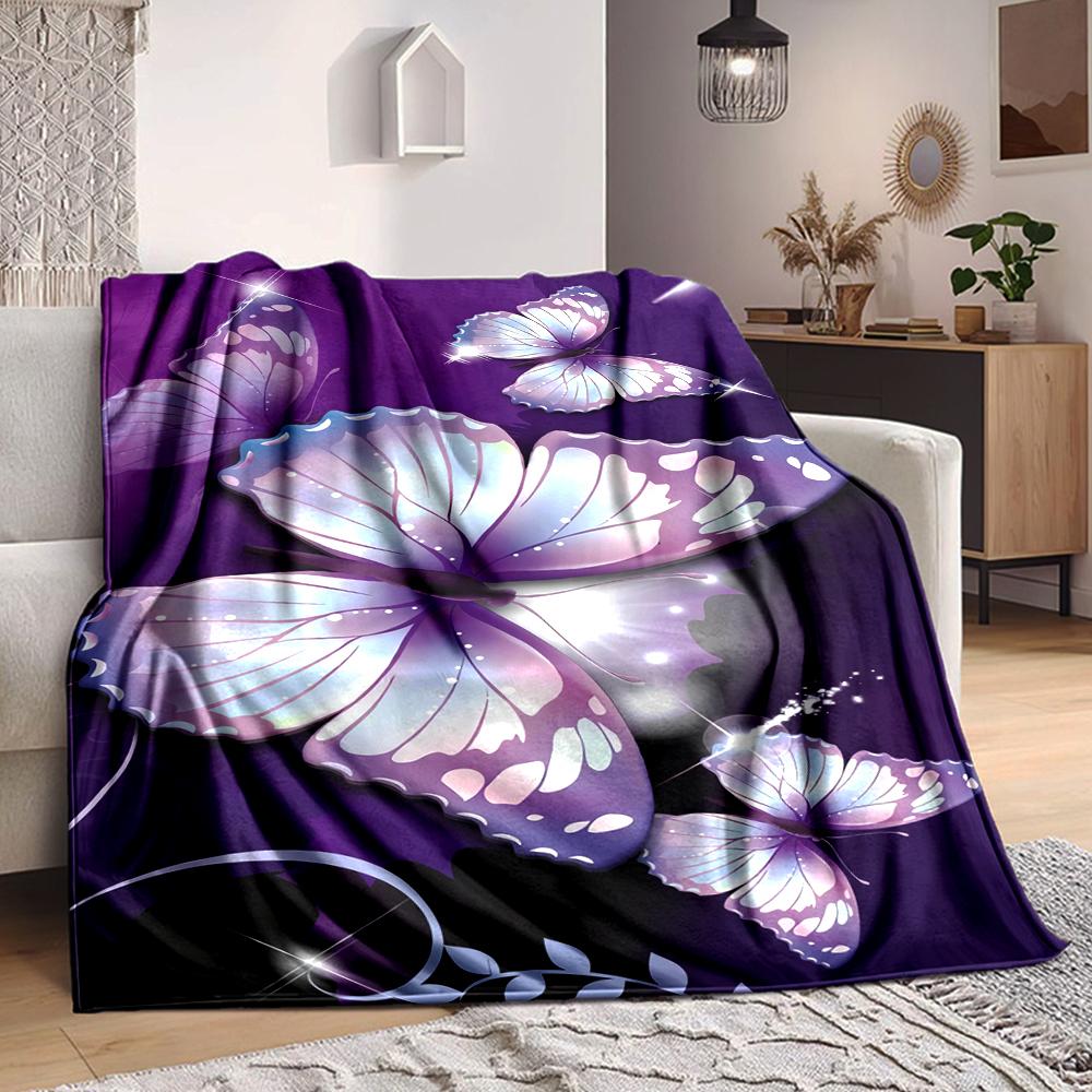 1Pc Purple Butterfly Dreams Blanket Soft And Comfortable Casual Warm Camping Travel Christmas Halloween Xmas Gift Em92848
