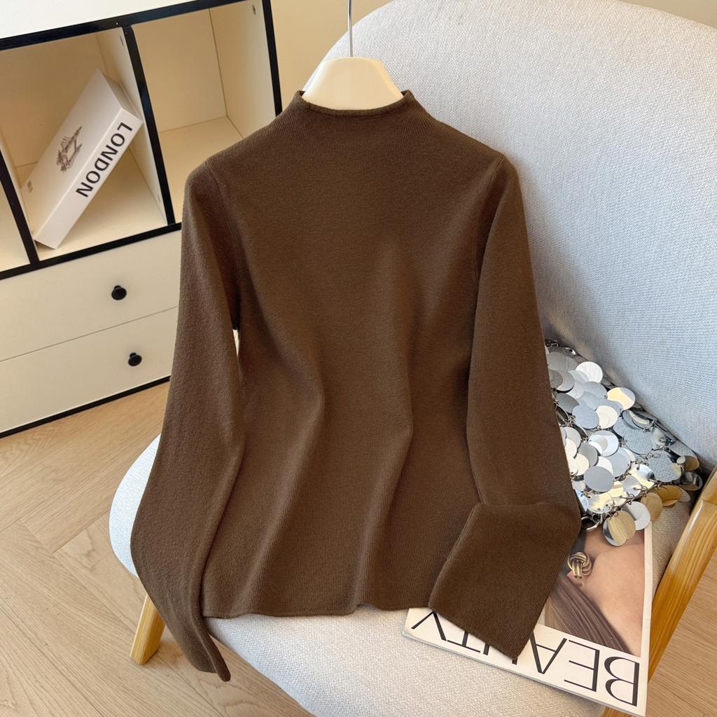 Stand Collar Knitted Long-sleeved Base Shirt Women In Spring Autumn and Winter New Pullover Sweater Tops Underwear Women