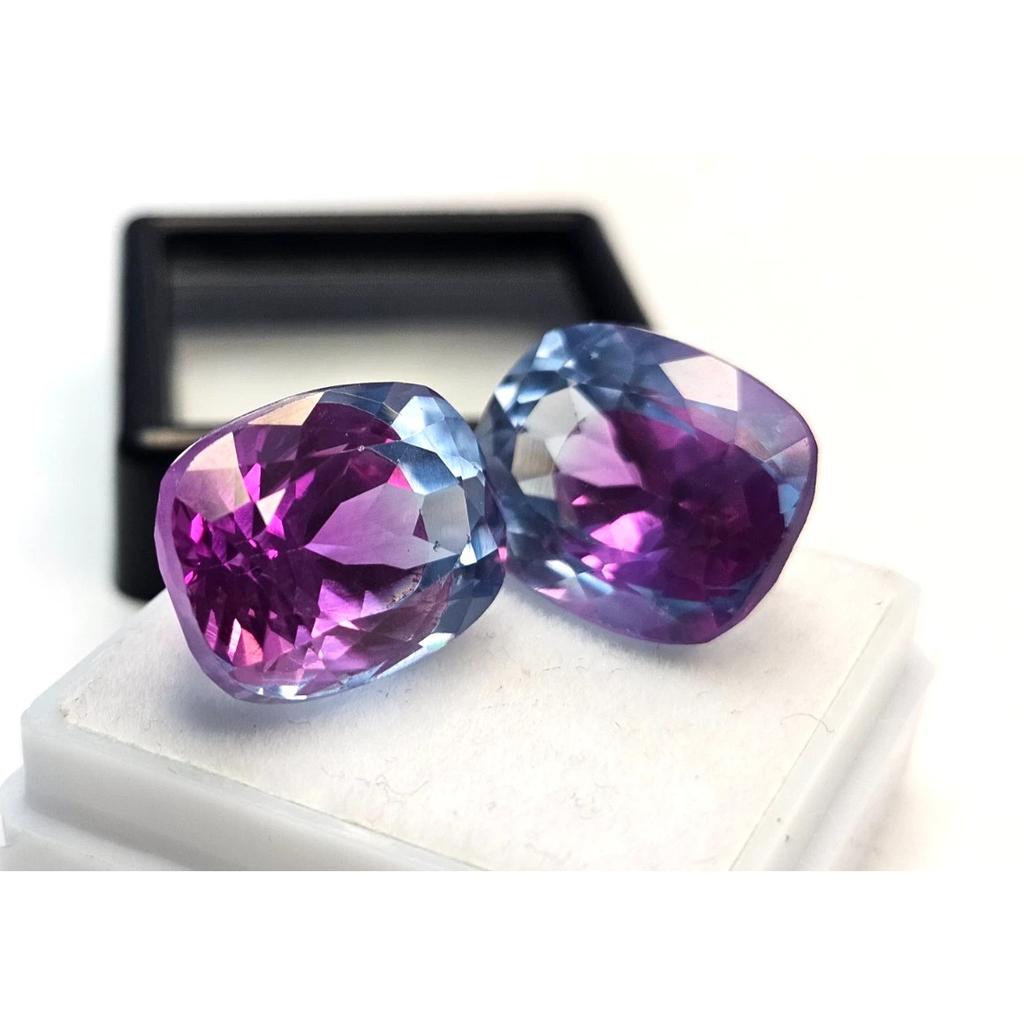 Natural Pitambari Sapphire Cushion Cut 25+ Ct Pair Fabulous Certified Gemstone