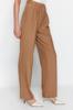 Women's Fashion Limited Edition Brown Straight Straight Cut Pleated Woven Trousers
