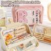 Large Capacity Transparent Pencil Case DIY Zipper Pen Bag 9 Layer Multi function Students Stationery Storage Bag School Supplies