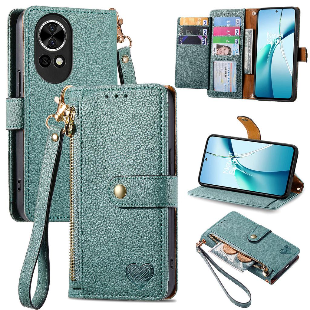 For Huawei nova 13 5G Case RFID Blocking Zipper Pocket Leather Wallet Phone Cover with Strap